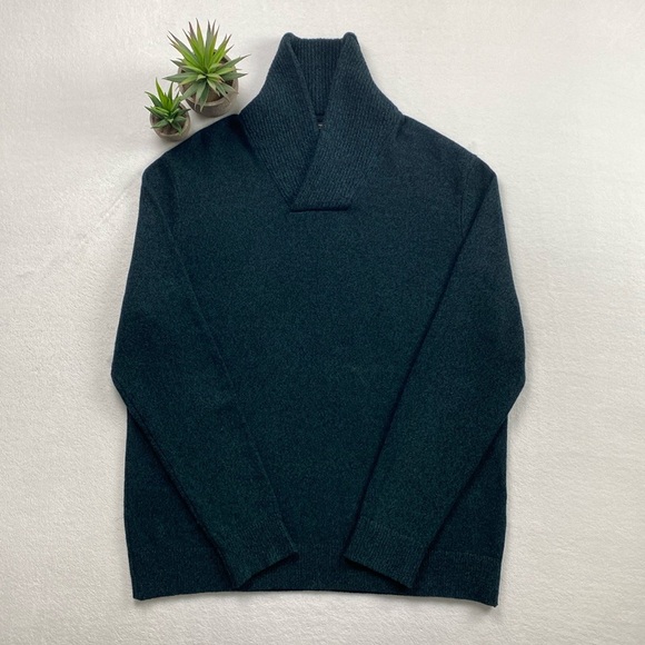 Banana Republic Italian Yarn Merino Wool Knit Shawl Collar Popover Sweater - Picture 1 of 15